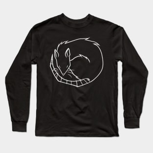 Sleeping Rat White Outline Long Sleeve T-Shirt